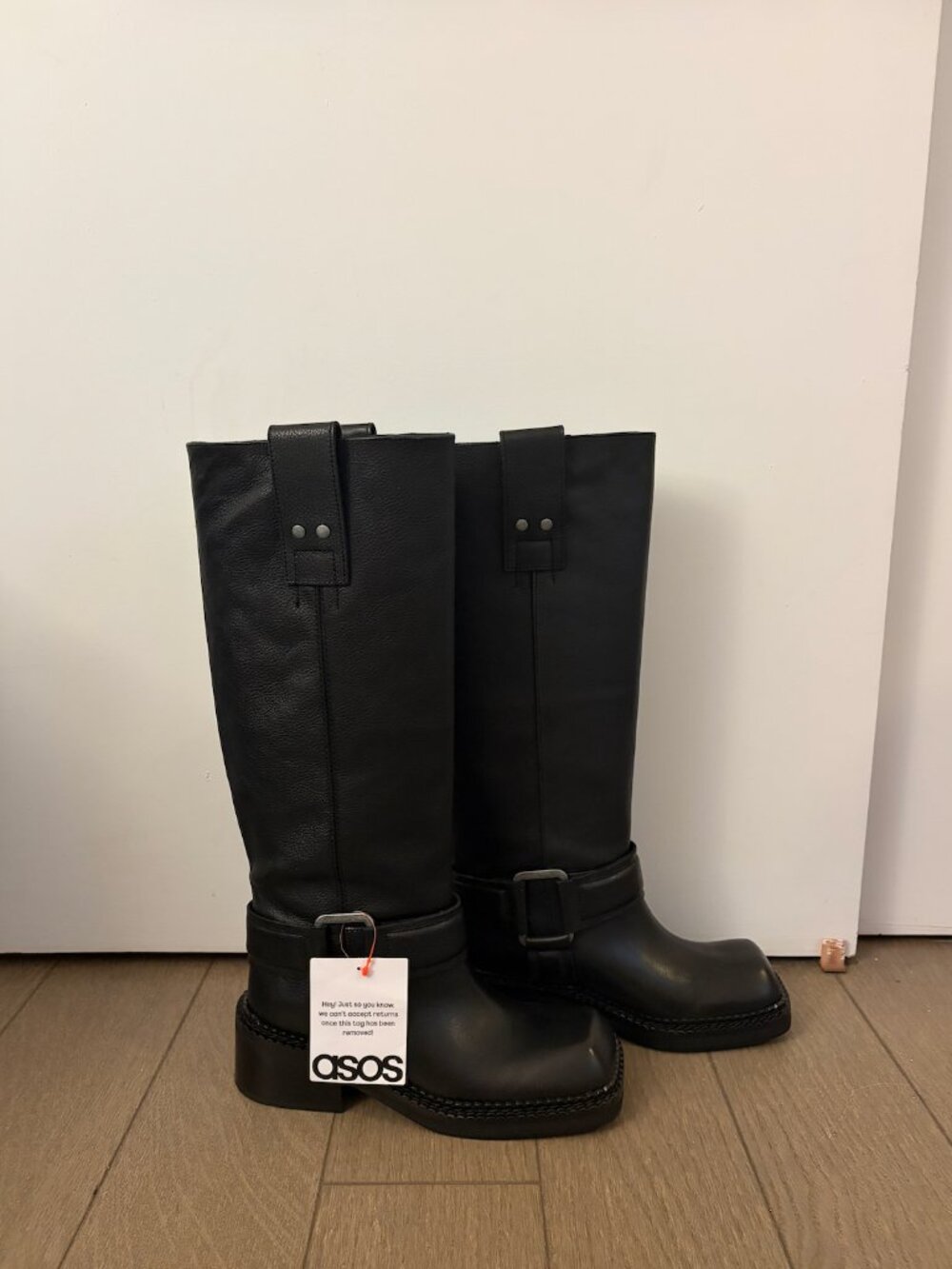 NWT ASOS DESIGN Calla premium trucker boots with buckle harness